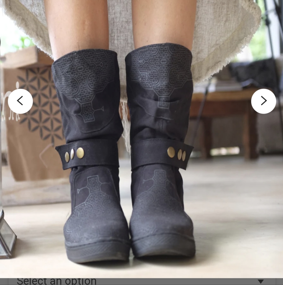ChintamaniAlchemi Black Canvas Vegan Boot Women’s 8 EU 39 Boho festival